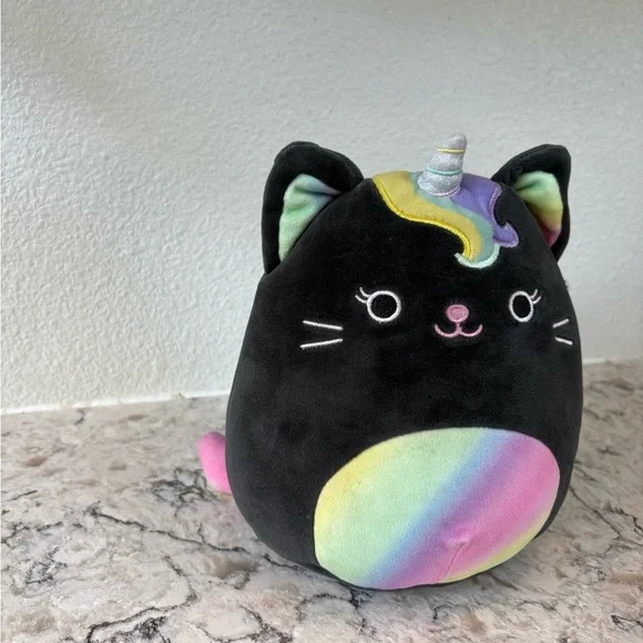 NWOT Squishmallows Black and Rainbow Cat Unicorn Plush - Picture 3 of 8